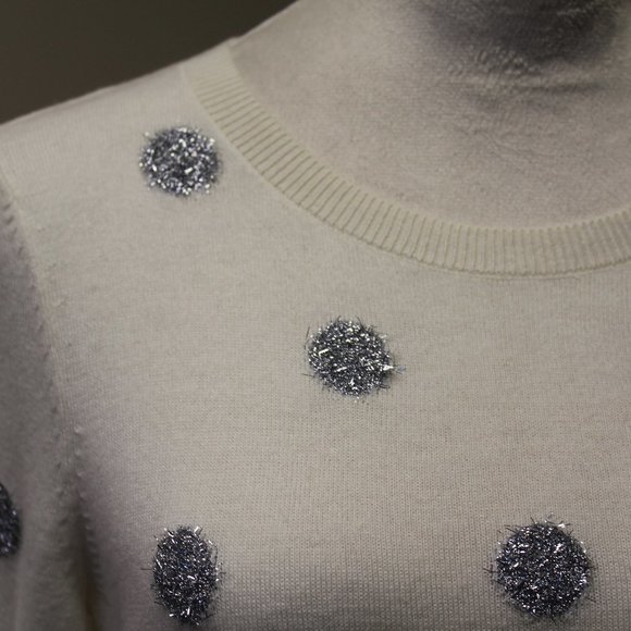 Talbots Tinsel Dot Sweater, XS, Winter White - Picture 8 of 10